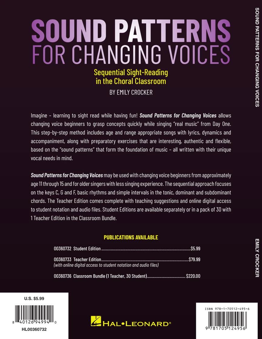 Hal Leonard Sound Patterns For Changing Voices - Student Edition Manuscript 8 Hal Leonard Sound Patterns For Changing Voices - Student Edition Manuscript
