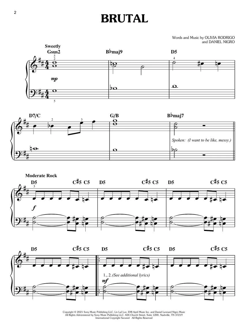 Hal Leonard Olivia Rodrigo - Sour Manuscript 5 Hal Leonard Olivia Rodrigo - Sour Manuscript