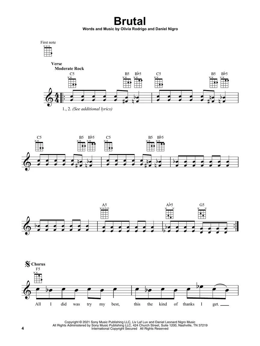 Hal Leonard Manuscript Olivia Rodrigo - Sour (Ukulele) 5 Hal Leonard Manuscript Olivia Rodrigo - Sour (Ukulele)