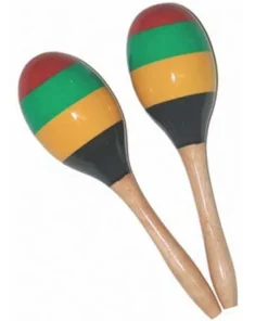 Crescendo Music Percussion Wooden Maracas With Coloured Stripes