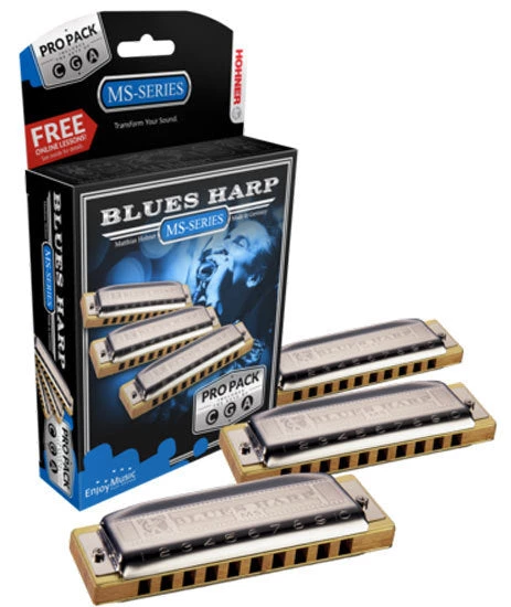 Hohner Blues Harp 3-Pce Harmonica Pro Pack In The Keys C, G, A 3 Hohner Blues Harp 3-Pce Harmonica Pro Pack In The Keys C, G, A