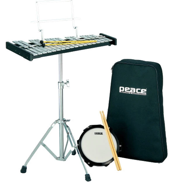 Crescendo Music Percussion Peace Bell Kit With 30-Note Glockenspiel, Stand, Mallets, Sticks, Practice Pad & Carrybag 3 Crescendo Music Percussion Peace Bell Kit With 30-Note Glockenspiel, Stand, Mallets, Sticks, Practice Pad & Carrybag