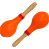 Percussion Plus Plastic Head Maracas In Orange With Wooden Handles
