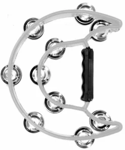 Percussion Plus Half Moon Tambourine With 10-Double Rows Of Jingles In Black