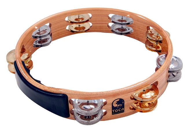 Toca Acacia Hardwood 10" Tambourine With Brass & Nickel Jingles 3 Toca Acacia Hardwood 10" Tambourine With Brass & Nickel Jingles