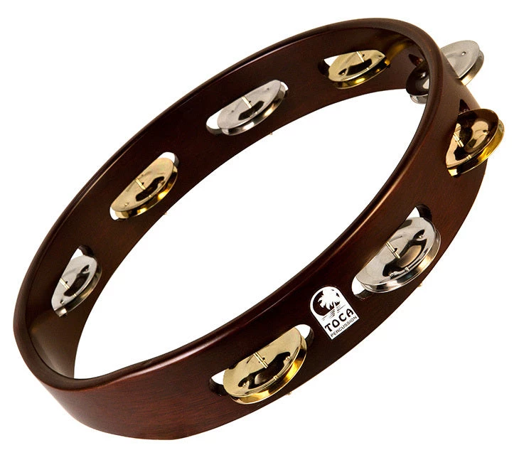 Toca Dark Acacia Hardwood 10" Tambourine With Single Row Of Jingles 3 Toca Dark Acacia Hardwood 10" Tambourine With Single Row Of Jingles