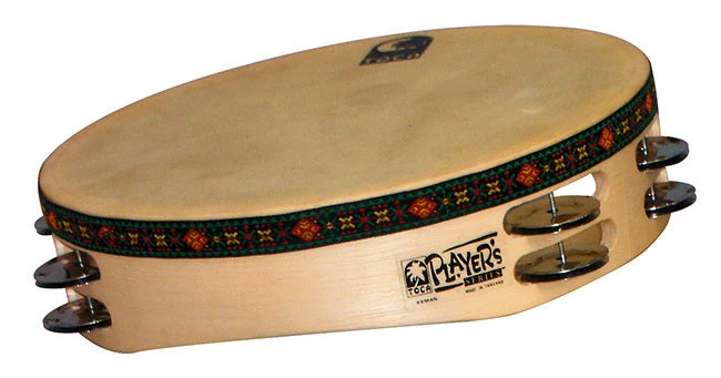 Toca Players SeriesWooden 10" Tambourine With Head & Double Row Of Jingles 4 Toca Players SeriesWooden 10" Tambourine With Head & Double Row Of Jingles